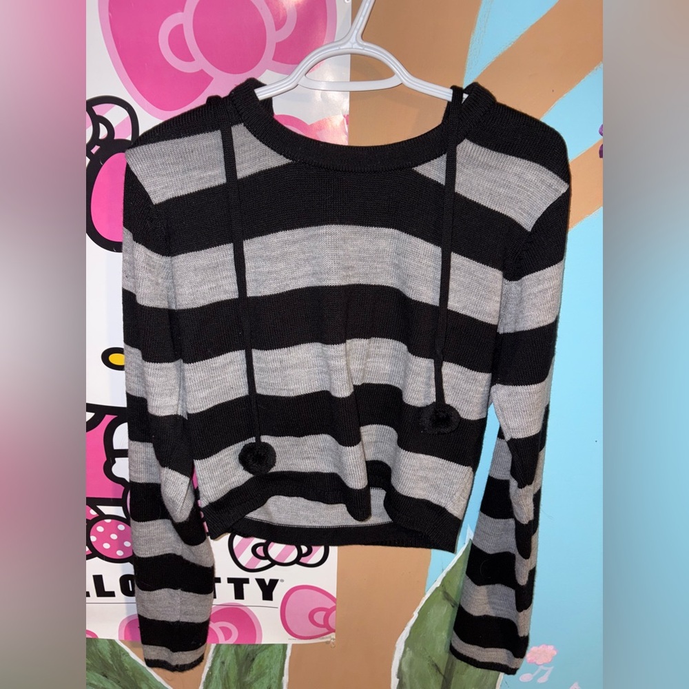 Black and Gray Striped Sweater